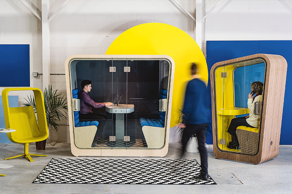 Freestanding acoustic meeting pod inside an open-plan office