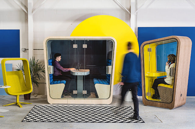 Freestanding acoustic meeting pod inside an open-plan office
