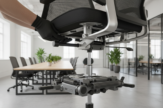 Commercial-grade office furniture being professionally assembled for a large business workspace, emphasizing durable construction and full-service execution.