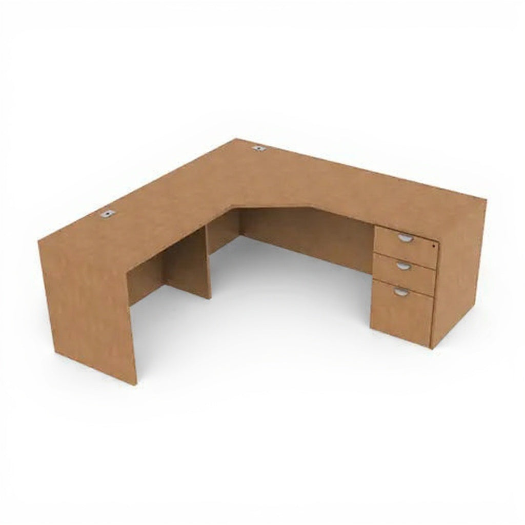 Innovation L-Shape Curved Corner - Studio white background [AI office context]