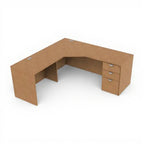 Innovation L-Shape Curved Corner - Studio white background [AI office context]