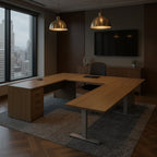 "U" Shaped Desk with 3-Stage Height Adjustable Table - Office context B [AI office context]