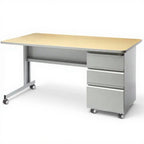 Metal desk laminate top - Studio white background [AI office context]