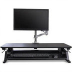 Desktop Riser Black - Studio white background [AI office context]