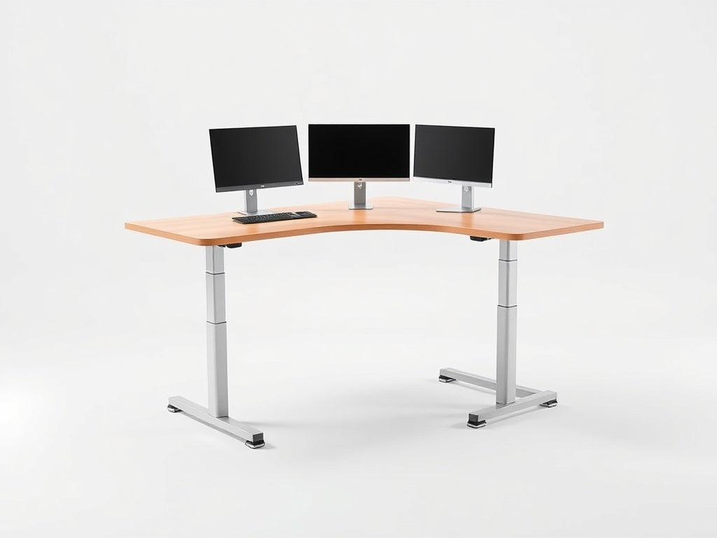 U-Shape Height Adjust Desk - Studio White
