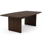 Boat Shaped Conference Table - 96" x 36" x 29" - Studio white background [AI office context]