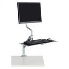 Safco 2130SL desk mount for monitor, keyboard - Studio white background [AI office context]