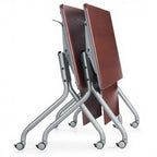 Bungee™ Tables Rectangular Flip-Top Table, Spider Legs, Wheels - Studio white background [AI office context]