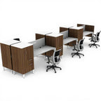 6 Person Workstation & Chairs Bridges - Studio white background [AI office context]