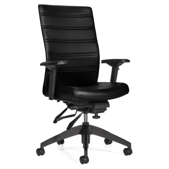 Basics Elora Chair - High Back - Black - Leather, Luxhide MVL1893UPU30BL20 - Brant Business Interiors