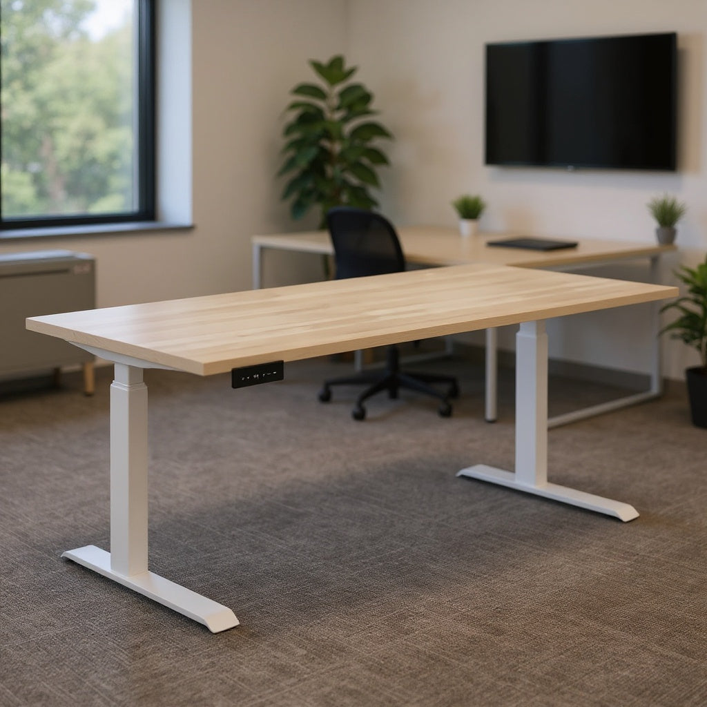 Electric Height Adjustable Sit to Stand Desks - Office context A [AI office context]