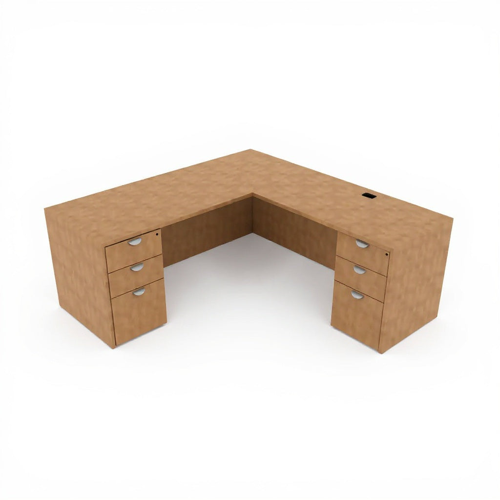 L-Shape Desk (8 Sizes & 9 Colour options) - Studio white background [AI office context]