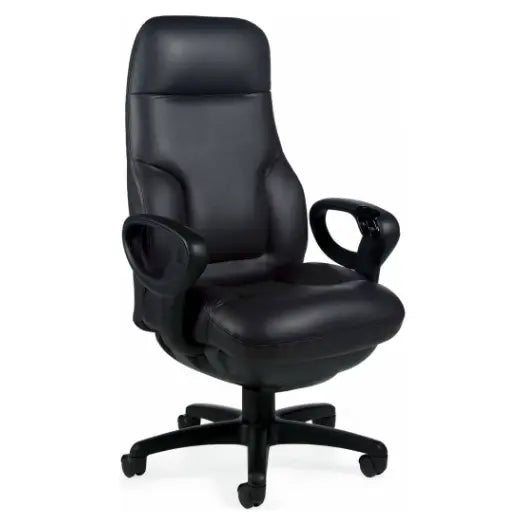Global Concorde 2400-18 high-back executive multi-tilter office chair in black leather — Brant Business Interiors