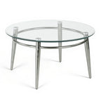 Round table glass top - Studio white background [AI office context]