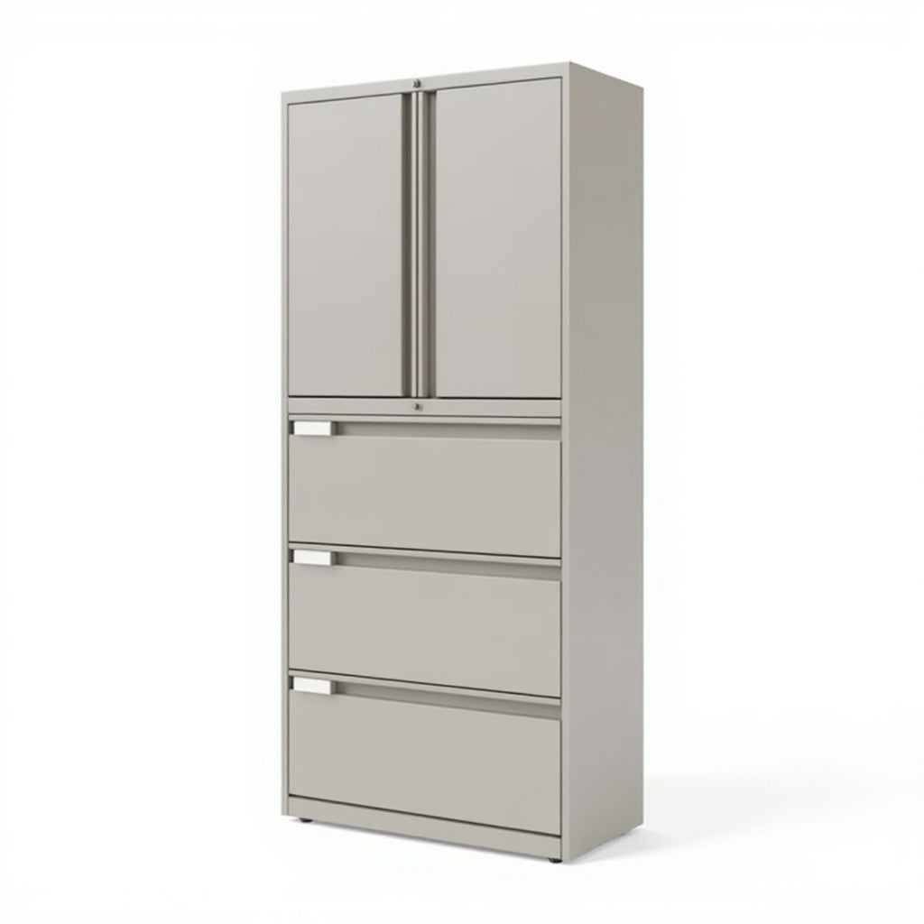 Prime multi-storage cabinet / lateral file - Studio white background [AI office context]