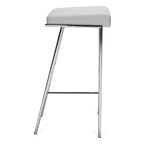 Global ML upholstered bar stool with a slim metal frame, bar height