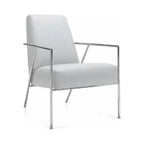 Global ML minimalist lounge chair with upholstered seat and metal frame