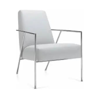 Global ML minimalist lounge chair with upholstered seat and metal frame