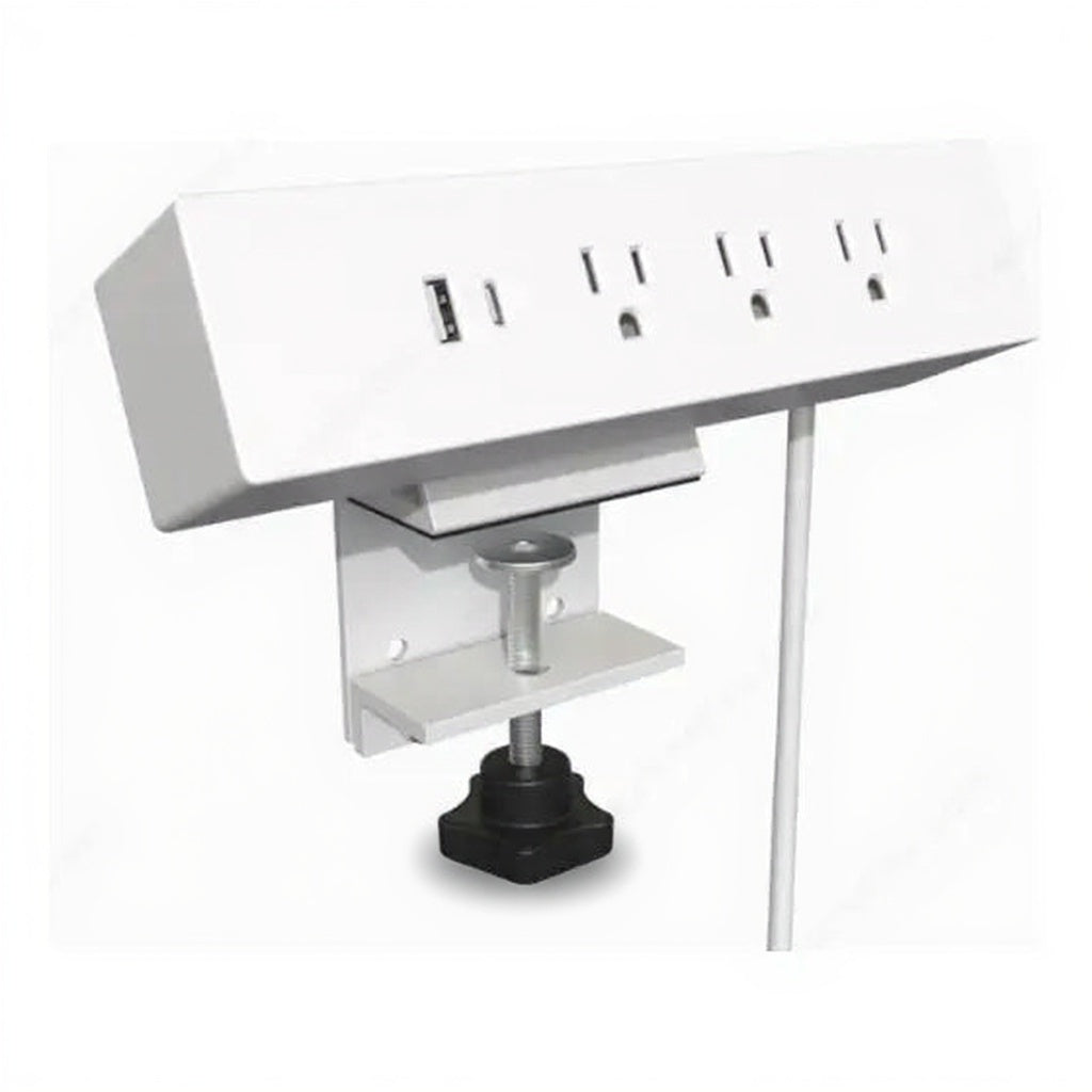 Clamp-On Power Bar and USB Charging Station - Studio white background [AI office context]