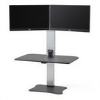 Electric Dual Monitor Height Adjustable Standing Desk Workstation DC450 - Studio white background [AI office context]