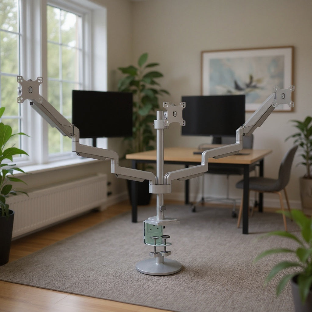 Triple Monitor and Ipad Holder - Office context A [AI office context]