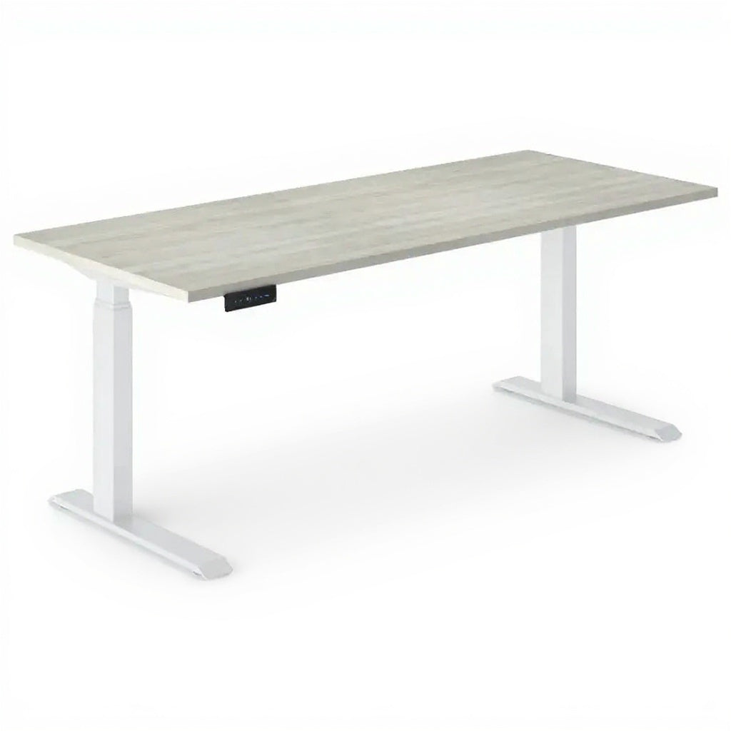 Premium height adjustable table - Studio white background [AI office context]