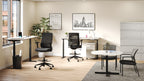 Zim stools at height adjustable tables in an open plan space