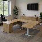 "U" Shaped Desk with 3-Stage Height Adjustable Table - Office context A [AI office context]