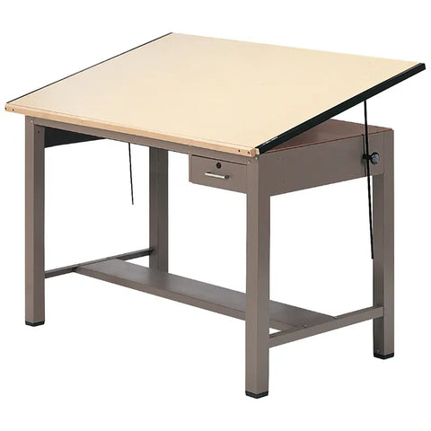 Safco Ranger steel 4-post drafting table with tool drawer