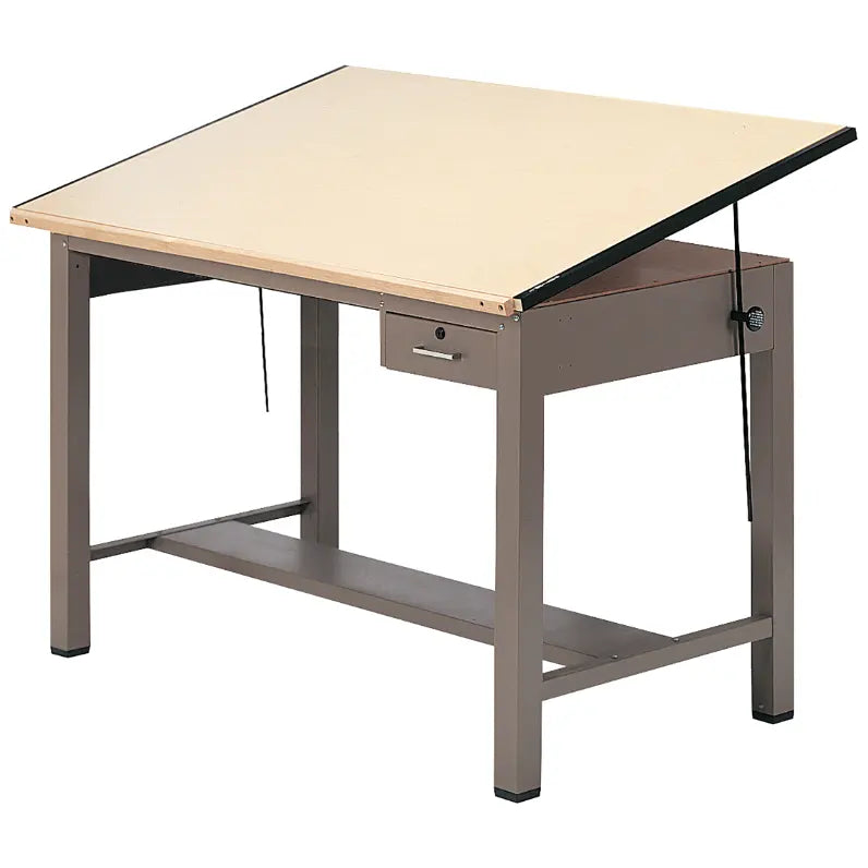 Safco Ranger steel 4-post drafting table with tool drawer