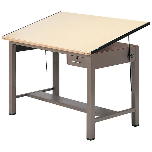 Safco Ranger steel 4-post drafting table with tool drawer