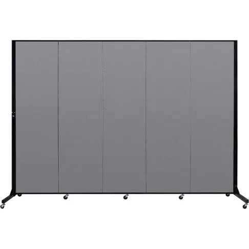 Screenflex 5 Panel Mobile Light-Duty Portable Room Divider, 6'5"H x 9'5"W, Fabric Color: Stone - Brant Business Interiors