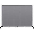 Screenflex 5 Panel Mobile Light-Duty Portable Room Divider, 6'5"H x 9'5"W, Fabric Color: Stone - Brant Business Interiors