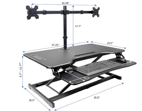Electric Desk Riser + Dual Monitor Arm
