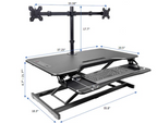 Electric desk riser + dual monitor arm
