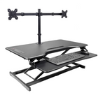 Electric desk riser + dual monitor arm