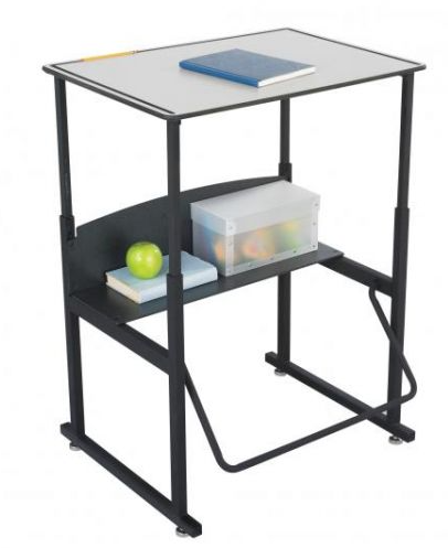 Safco AlphaBetter height-adjustable student stand-up desk with book box