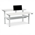Dual Sided Height Adjustable Table - Studio white background [AI office context]