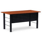 Contemporary Metal Desk - Studio white background [AI office context]