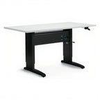 Manual Height Adjustable Table - Studio white background [AI office context]