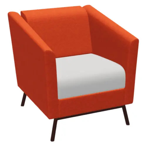 Global Wind lounge seating with upholstered seat and back on slim chrome steel legs
