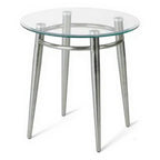 Round table glass top - Studio white background [AI office context]