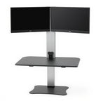 Electric Dual Monitor Height Adjustable Standing Desk Workstation DC450 - Studio white background [AI office context]
