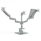 Triple Monitor and Ipad Holder - Studio white background [AI office context]