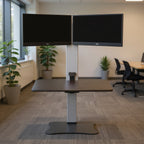Electric Dual Monitor Height Adjustable Standing Desk Workstation DC450 - Office context A [AI office context]