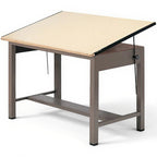 Ranger steel 4-post table 42”w x 30”d - Studio white background [AI office context]