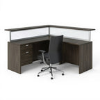 Plexiglass hanging modesty panel - 48" width x 15" height — 15" - Studio white background [AI office context]