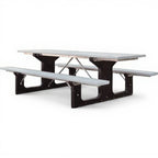 Recycled plastic picnic tables - Studio white background [AI office context]