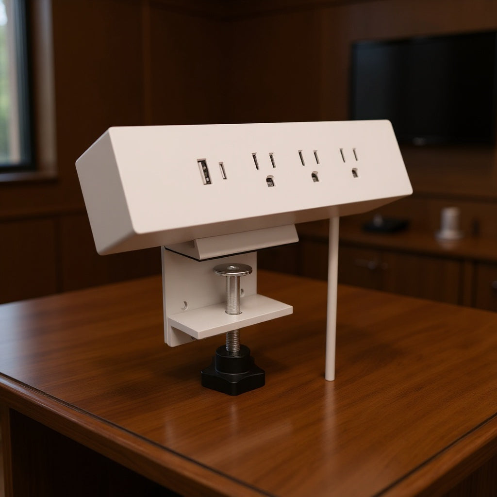 Clamp-On Power Bar and USB Charging Station - Office context B [AI office context]