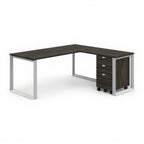 L-shape loop leg desk - Studio white background [AI office context]